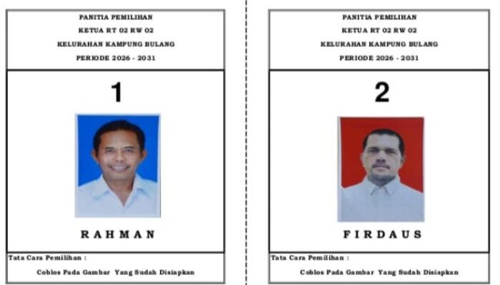 Pemilihan Ketua RT 02 – RW 02 Kelurahan Kampung Bulang Berjalan Sukses dan Kondusif